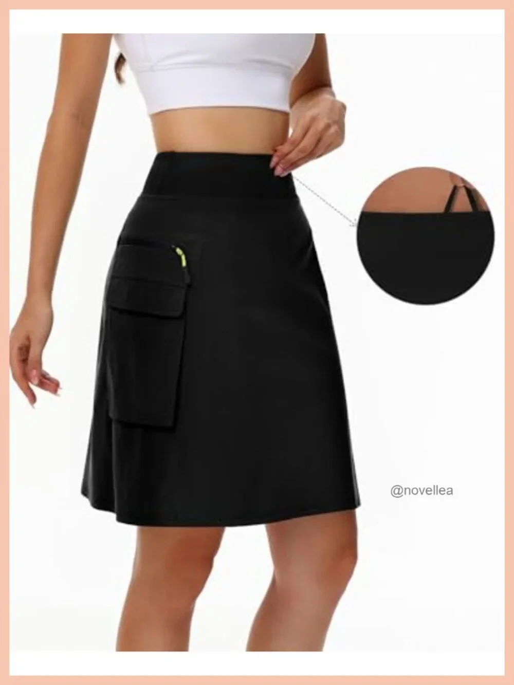 Quick-Dry Cargo Skort with 5 Pockets High Waisted Golf Tennis Athletic Skirt